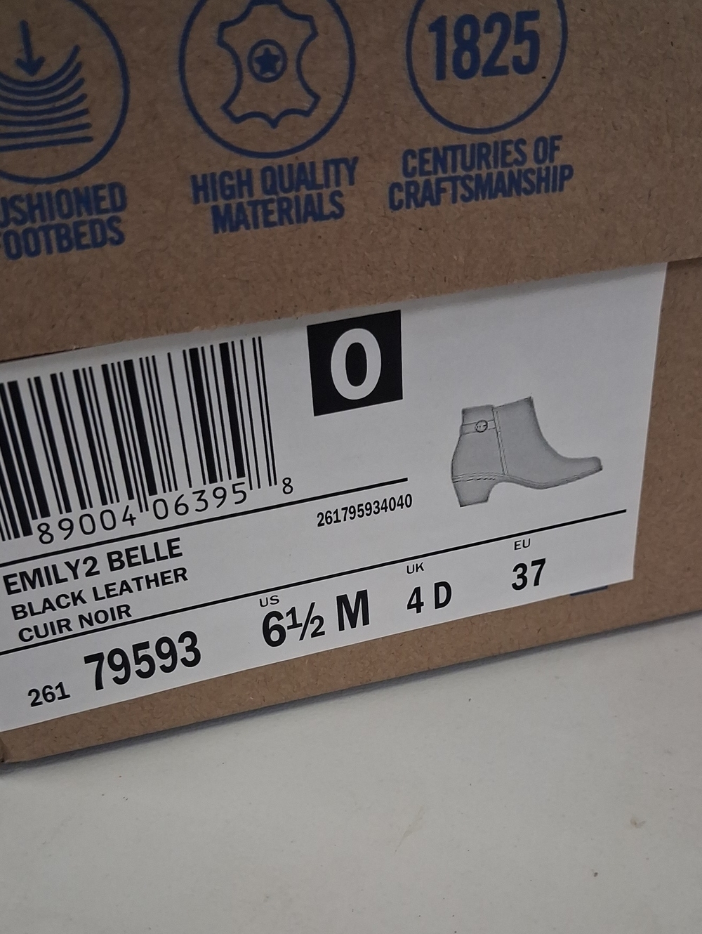 NWT Womens Clarks Emily2 Belle Black Leather Ankle Boots - Picture 6 of 6